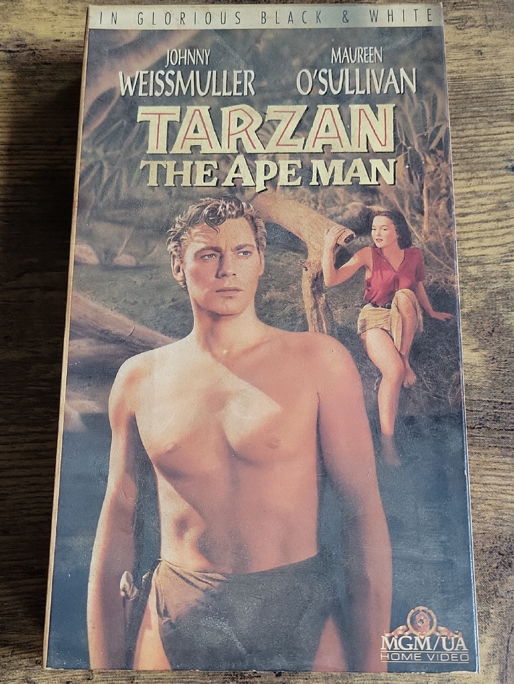 Tarzan The Ape Man VHS Cover - Classic Black & White Artwork